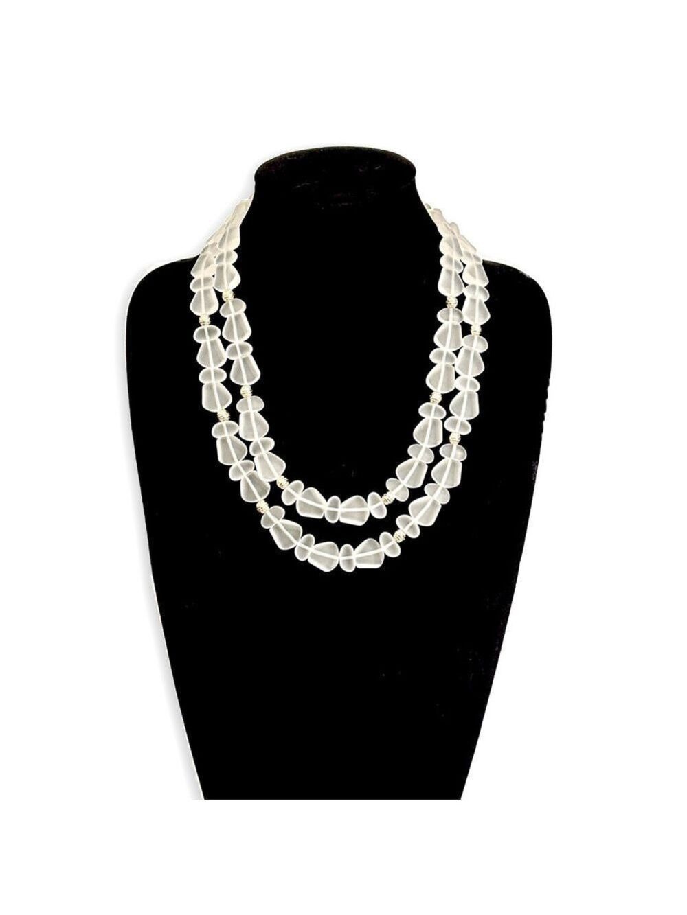 TALBOTS Frosted Bead Double Strand Necklace | NWT